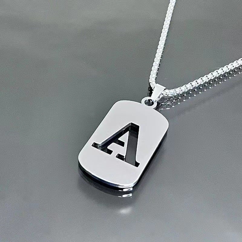 26-Letter English Alphabet Necklace Titanium Steel Necklace Male And Female Student Couple Clothing Accessories Niche Design Simple And Versatile - Image 2